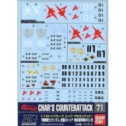 Bandai Gundam GD-71 EFSF Char’s Counterattack Ver. Decal 1/144 Scale Set